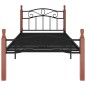 vidaXL Estructura de cama metal y madera maciza de roble 90x200 cm vidaXL Estructura de cama metal y madera maciza de roble 90x200 cm