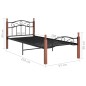 vidaXL Estructura de cama metal y madera maciza de roble 90x200 cm vidaXL Estructura de cama metal y madera maciza de roble 90x200 cm