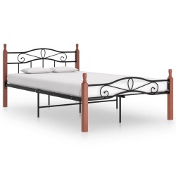 vidaXL Estructura de cama metal y madera maciza de roble 120x200 cm
