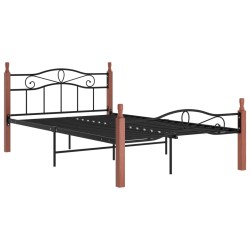 vidaXL Estructura de cama metal y madera maciza de roble 120x200 cm