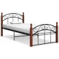 vidaXL Estructura de cama metal y madera maciza de roble 100x200 cm vidaXL Estructura de cama metal y madera maciza de roble 100x200 cm