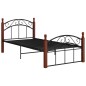 vidaXL Estructura de cama metal y madera maciza de roble 100x200 cm vidaXL Estructura de cama metal y madera maciza de roble 100x200 cm