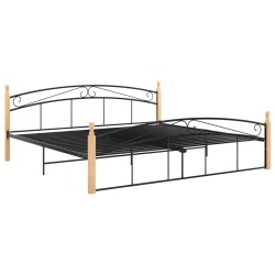 vidaXL Estructura de cama metal y madera maciza de roble 200x200 cm 