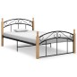 vidaXL Estructura de cama metal y madera maciza de roble 120x200 cm vidaXL Estructura de cama metal y madera maciza de roble 120x200 cm