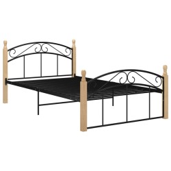 vidaXL Estructura de cama metal y madera maciza de roble 120x200 cm 