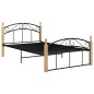 vidaXL Estructura de cama metal y madera maciza de roble 120x200 cm vidaXL Estructura de cama metal y madera maciza de roble 120x200 cm