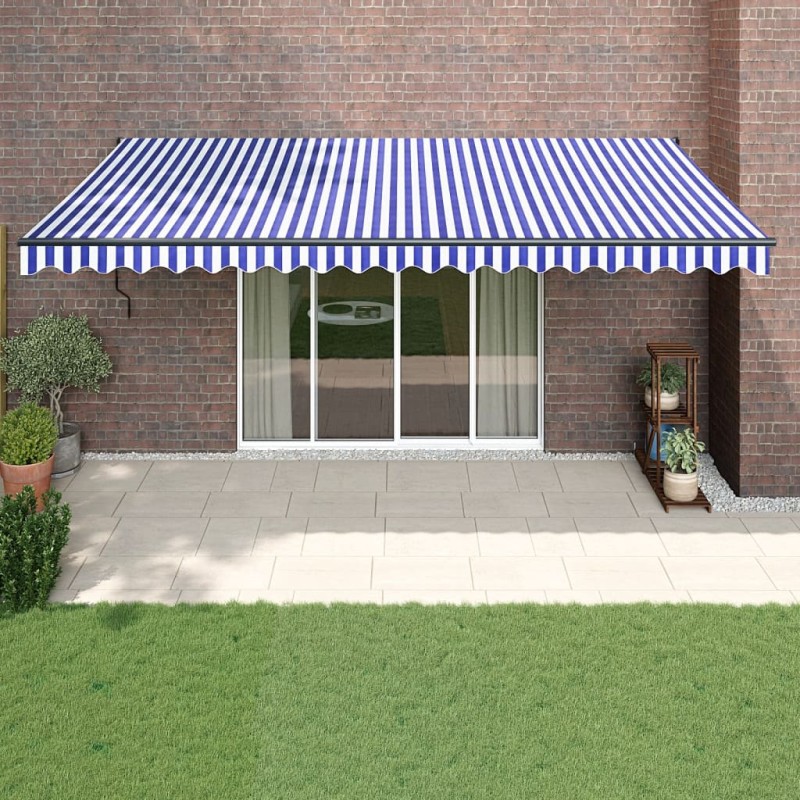vidaXL Toldo retráctil automático azul y blanco 5x3 m vidaXL Toldo retráctil automático azul y blanco 5x3 m