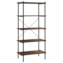 vidaXL Estantería 5 niveles negra y madera oscura 80x40x163 cm