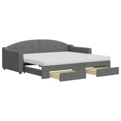 vidaXL Sofá cama nido con cajones tela gris oscuro 90x200 cm