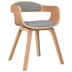 vidaXL Silla de comedor de madera curvada y tela gris taupé