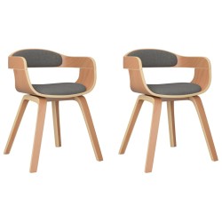vidaXL Silla de comedor 2 uds madera curvada y tela gris claro