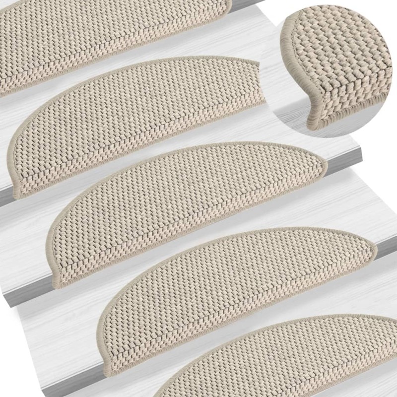 vidaXL Alfombra autoadhesiva escalera sisal 15 uds taupé 56x17x3 cm vidaXL Alfombra autoadhesiva escalera sisal 15 uds taupé 56x17x3 cm