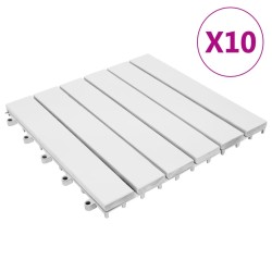 vidaXL Baldosas de terraza 10 uds madera maciza acacia blanco 30x30 cm