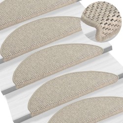 vidaXL Alfombrilla autoadhesiva escalera sisal 15 uds taupé 65x21x4cm
