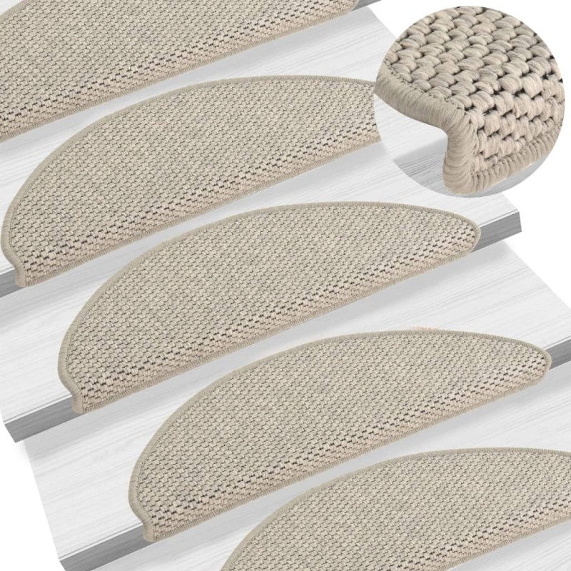 vidaXL Alfombrilla autoadhesiva escalera sisal 15 uds taupé 65x21x4cm vidaXL Alfombrilla autoadhesiva escalera sisal 15 uds taupé 65x21x4cm