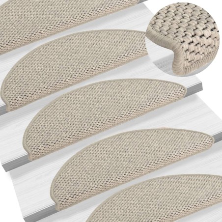 vidaXL Alfombrilla autoadhesiva escalera sisal 15 uds taupé 65x21x4cm