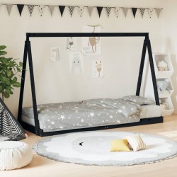 vidaXL Estructura de cama para niños madera de pino negro 80x200 cm