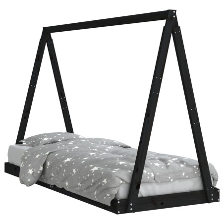 vidaXL Estructura de cama para niños madera de pino negro 80x200 cm