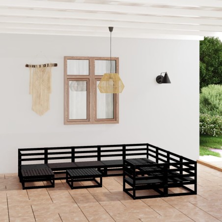 vidaXL Juego de muebles de jardín 11 piezas madera maciza de pino