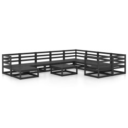 vidaXL Juego de muebles de jardín 11 piezas madera maciza de pino