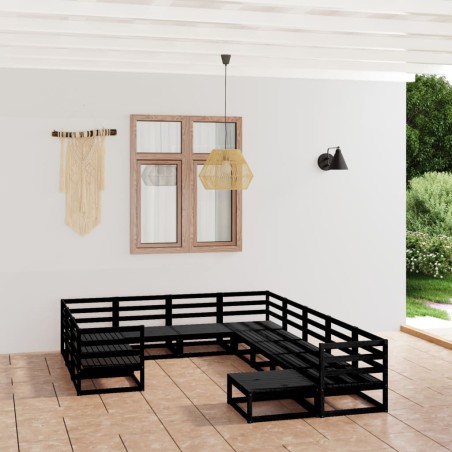 vidaXL Juego de muebles de jardín 11 piezas madera maciza de pino