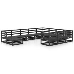 vidaXL Juego de muebles de jardín 11 piezas madera maciza de pino