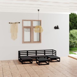 vidaXL Juego de muebles de jardín 7 piezas madera maciza de pino