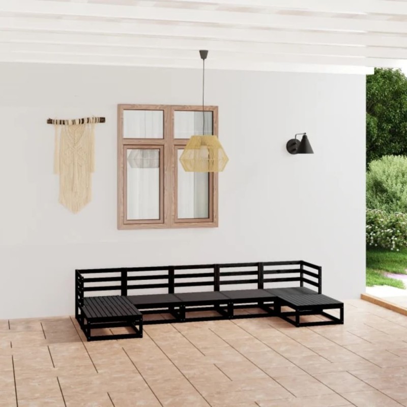 vidaXL Juego de muebles de jardín 7 piezas madera maciza de pino vidaXL Juego de muebles de jardín 7 piezas madera maciza de pino