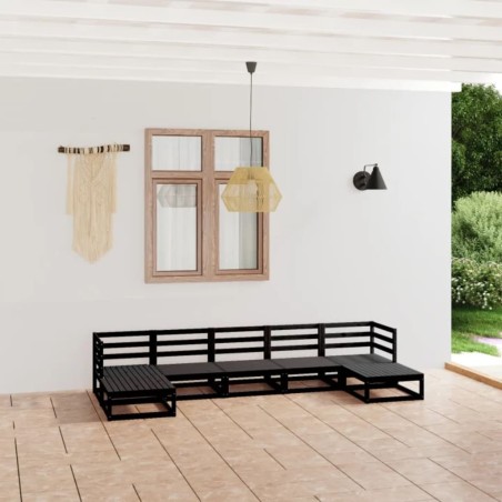 vidaXL Juego de muebles de jardín 7 piezas madera maciza de pino
