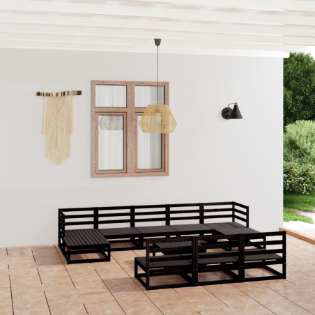 vidaXL Juego de muebles de jardín 11 piezas madera maciza de pino