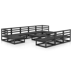 vidaXL Juego de muebles de jardín 11 piezas madera maciza de pino