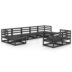 vidaXL Juego de muebles de jardín 9 piezas madera maciza de pino