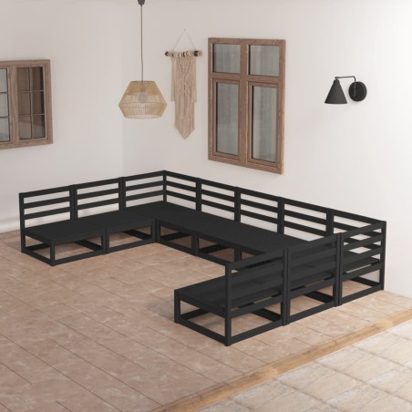 vidaXL Juego de muebles de jardín 9 piezas madera maciza de pino