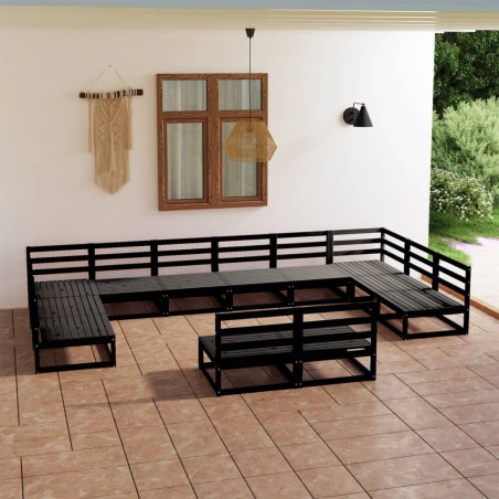 vidaXL Juego de muebles de jardín 12 piezas madera maciza de pino