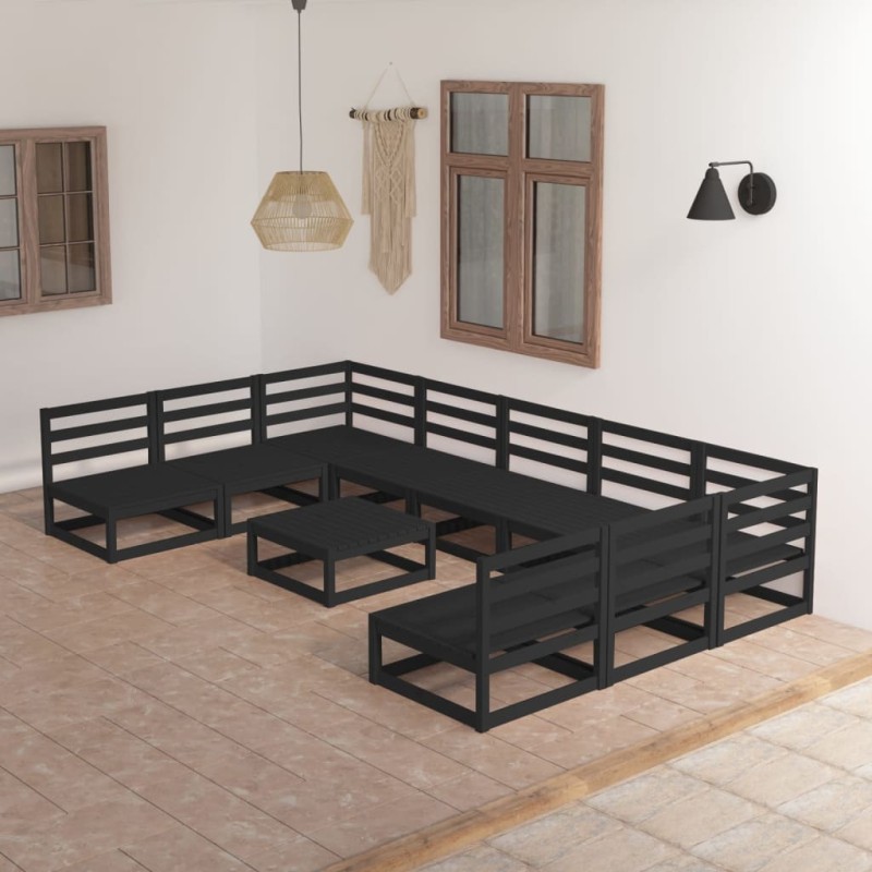 vidaXL Juego de muebles de jardín 10 piezas madera maciza de pino vidaXL Juego de muebles de jardín 10 piezas madera maciza de pino