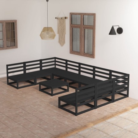 vidaXL Juego de muebles de jardín 10 piezas madera maciza de pino