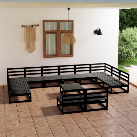 vidaXL Juego de muebles de jardín 13 piezas madera maciza de pino