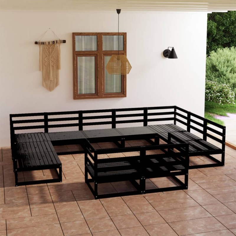 vidaXL Juego de muebles de jardín 11 piezas madera maciza de pino vidaXL Juego de muebles de jardín 11 piezas madera maciza de pino
