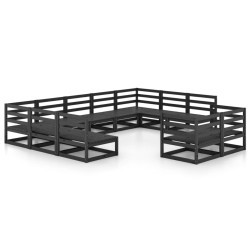 vidaXL Juego de muebles de jardín 11 piezas madera maciza de pino