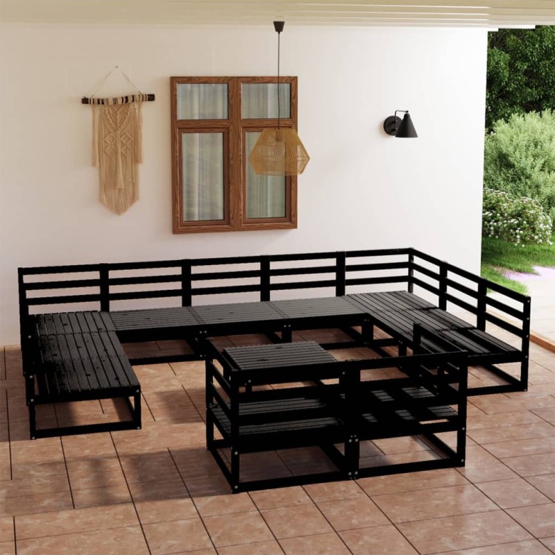 vidaXL Juego de muebles de jardín 12 piezas madera maciza de pino vidaXL Juego de muebles de jardín 12 piezas madera maciza de pino