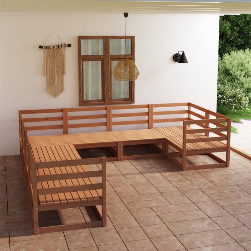 vidaXL Juego de muebles de jardín 8 piezas madera maciza de pino vidaXL Juego de muebles de jardín 8 piezas madera maciza de pino