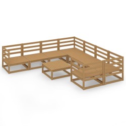 vidaXL Juego de muebles de jardín 9 piezas madera maciza de pino