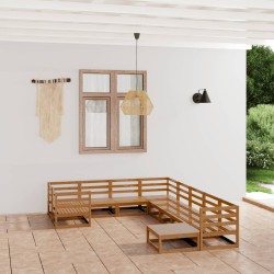 vidaXL Juego de muebles de jardín 10 piezas madera maciza de pino