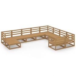 vidaXL Juego de muebles de jardín 10 piezas madera maciza de pino