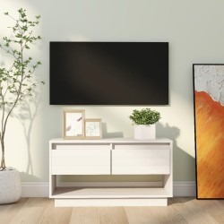 vidaXL Mueble de TV de madera maciza de pino blanco 74x34x40 cm