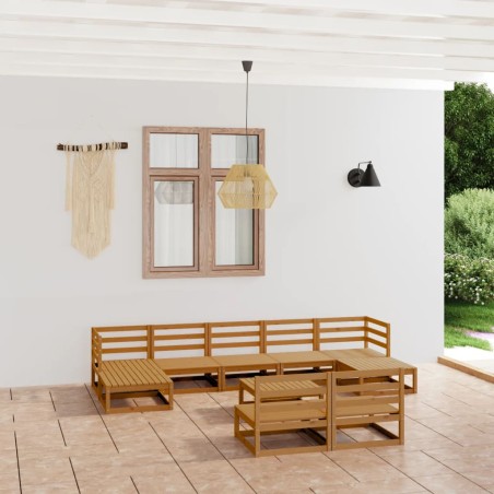 vidaXL Juego de muebles de jardín 10 piezas madera maciza de pino