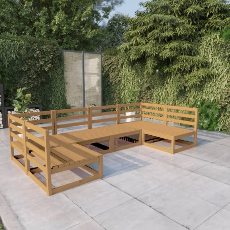 vidaXL Juego de muebles de jardín 6 piezas madera maciza de pino vidaXL Juego de muebles de jardín 6 piezas madera maciza de pino
