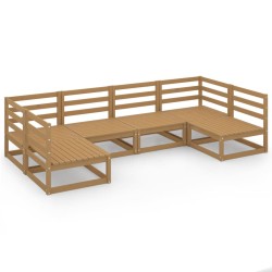 vidaXL Juego de muebles de jardín 6 piezas madera maciza de pino