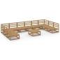 vidaXL Juego de muebles de jardín 11 piezas madera maciza de pino vidaXL Juego de muebles de jardín 11 piezas madera maciza de pino