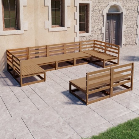 vidaXL Juego de muebles de jardín 9 piezas madera maciza de pino